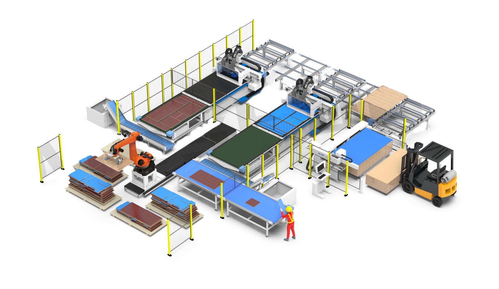Ligne d'automatisation industrielle Masterwood 1 - Cellule d'imbrication double
